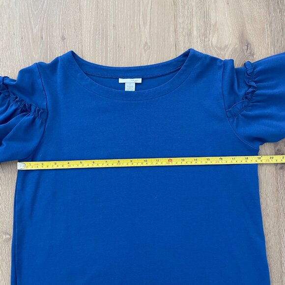 Halogen Shirt Women Medium Royal Blue Ruffle Sleeve Top Stretch HA373824MI - Picture 10 of 12